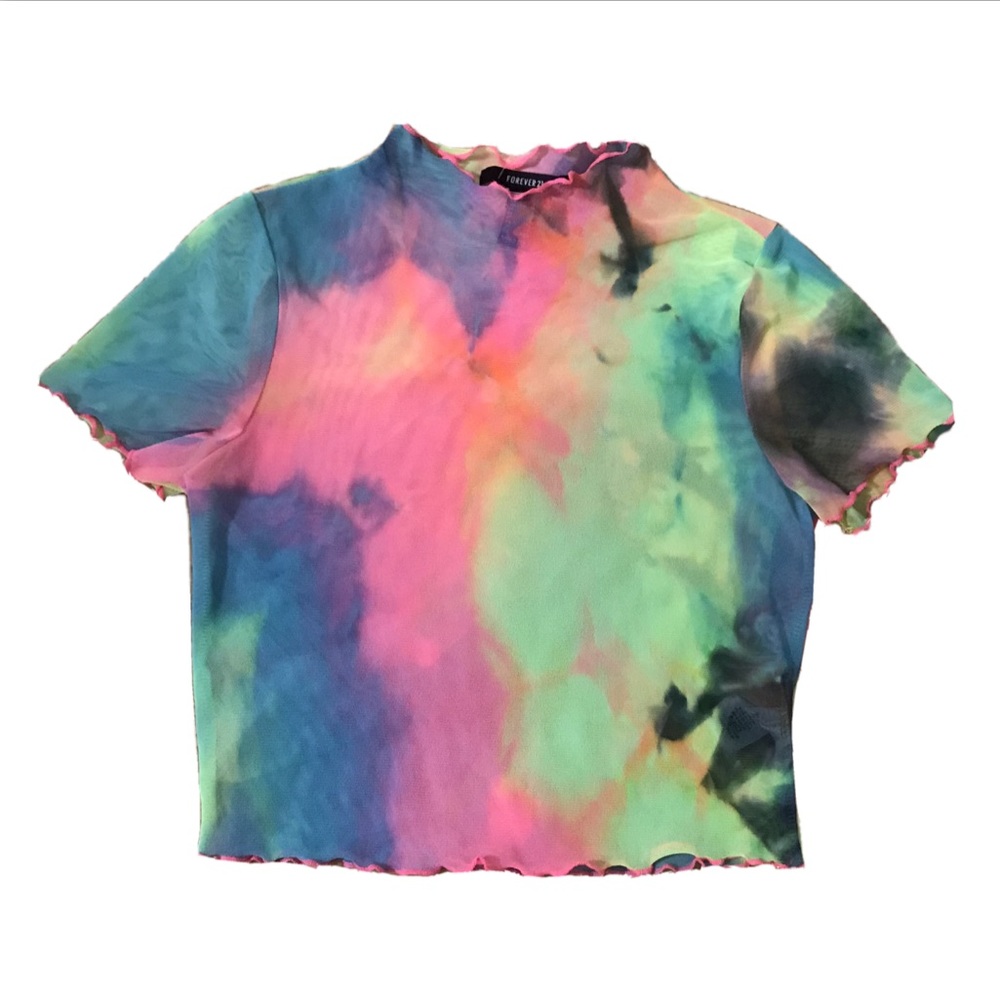 Forever 21 Sheer Tie-Dye Crop Top